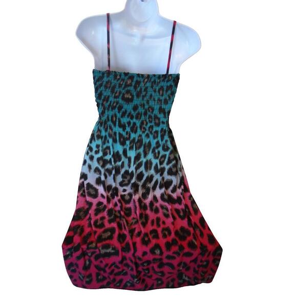 Women's‎ Ombre Leopard Print Sundress with Spaghetti Straps - Picture 3 of 5